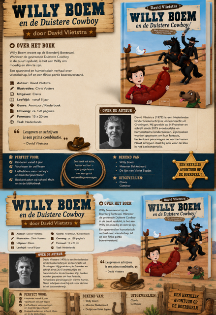 2 gesigneerde boeken, Willy Boem en de Duistere Cowboy, set 1