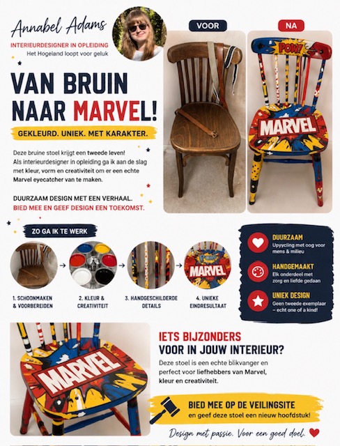stoel met Marvelprint door Annabel Adams